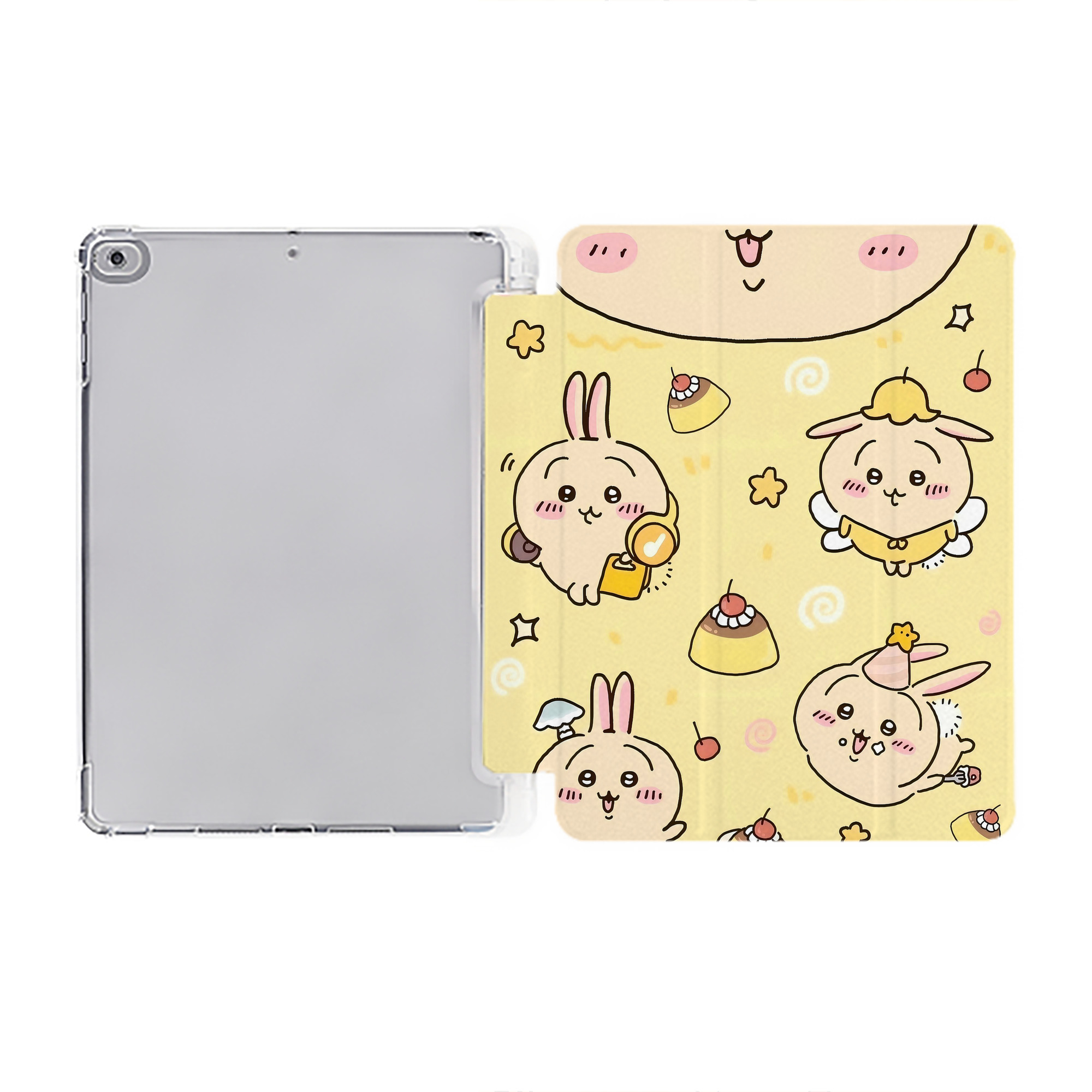 （画像用） ちいかわ Chii-kawa IPad ケース ペン収納付き 三つ折りスタンド PUレザー×シリコン 対応機種9.5/10.5/10.9インチ